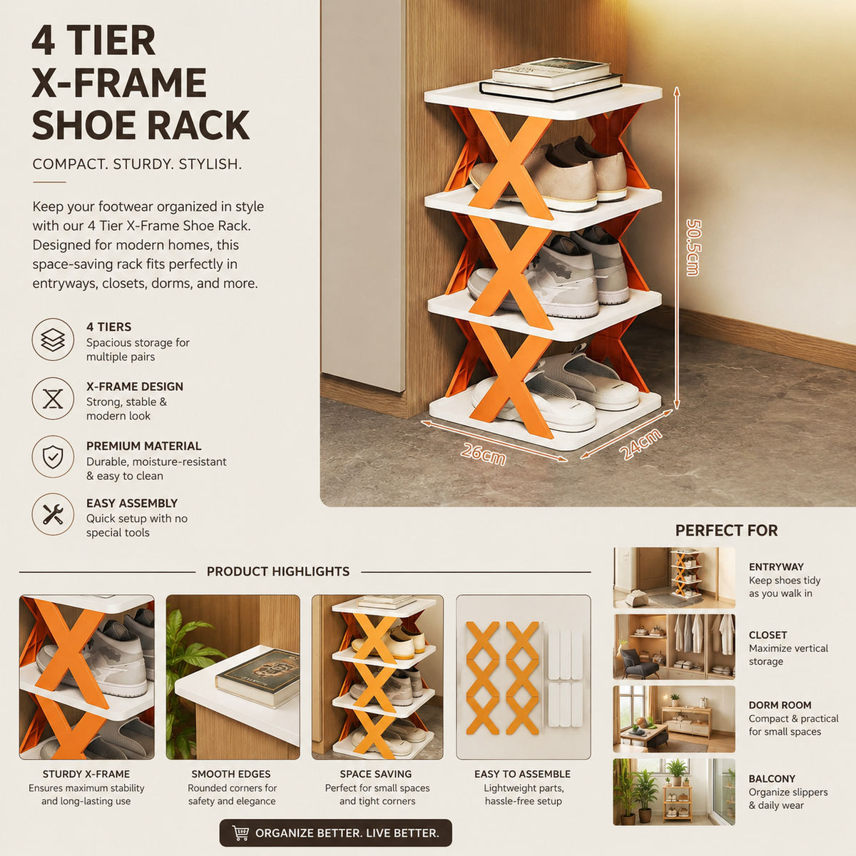 Foldable Shoe Rack (Multicolor)