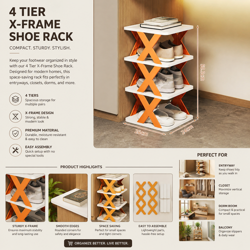 Foldable Shoe Rack (Multicolor)